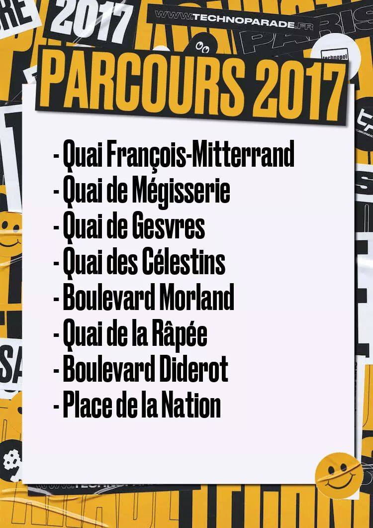Parcours Techno Parade 2017